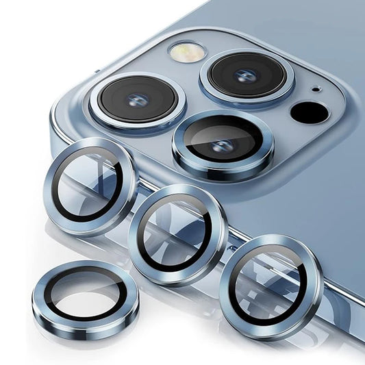 iPhone Camera Lens Protector Plus Full Cover Glass Lens with Metal Protector Ring