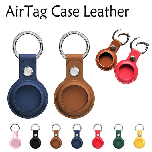 Leather Keychain for Apple Airtags Case Protective Cover